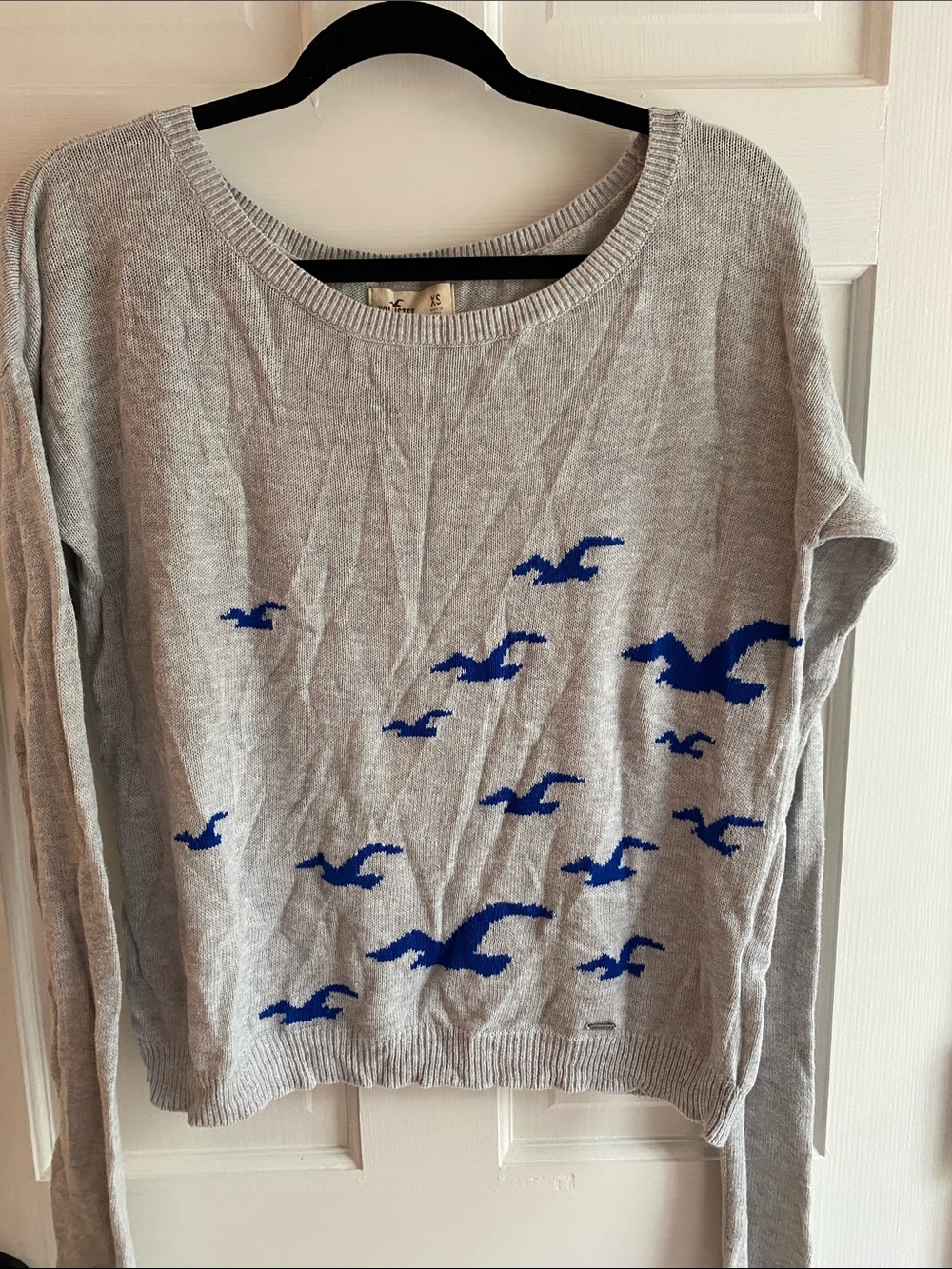 Hollister Light Grey Knit Scoop Neck Sweater | Size XS
